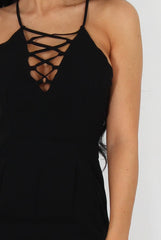 Eilysh Black Lace Up Jumpsuit-Jumpsuits