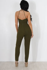 Eilysh Khaki Lace Up Jumpsuit-Jumpsuits