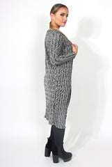 Elena Knitted Grey Long Length Jacket-Jackets