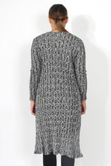 Elena Knitted Grey Long Length Jacket-Jackets
