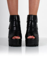Ella Black Cut Out Block Platforms-Dresses