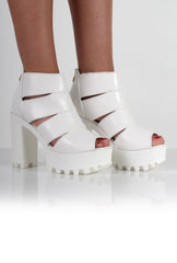 Ella White Cut Out Block Platforms-Dresses