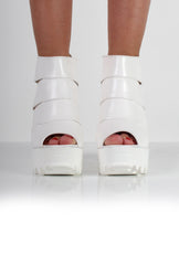 Ella White Cut Out Block Platforms-Dresses