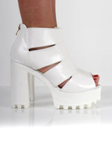 Ella White Cut Out Block Platforms-Dresses