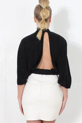 Elley Black High Neck Top-Tops