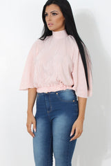Elley Pink High Neck Top-Tops