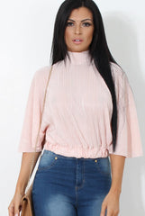 Elley Pink High Neck Top-Tops