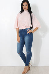 Elley Pink High Neck Top-Tops