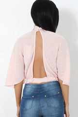 Elley Pink High Neck Top-Tops