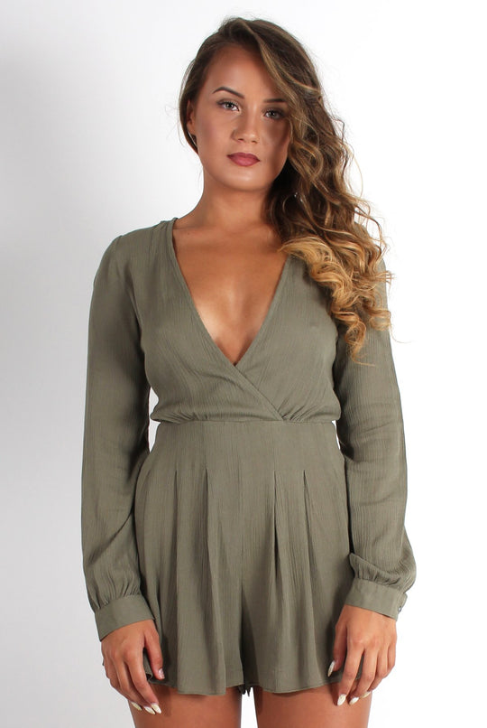 Ellie Khaki Cross Front Playsuit