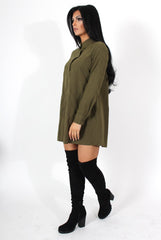 Elodie Khaki Shirt Dress-Dresses