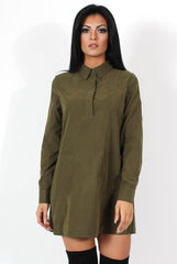 Elodie Khaki Shirt Dress-Dresses