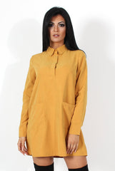 Elodie Mustard Shirt Dress-Dresses