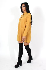 Elodie Mustard Shirt Dress-Dresses