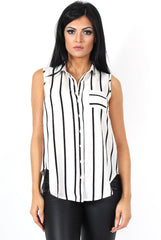Elsie Black And White Split Striped Shirt-Shirts