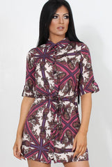 Elyse Pink Paisley Print Shirt Dress-Dresses
