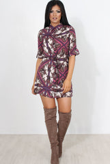 Elyse Pink Paisley Print Shirt Dress-Dresses