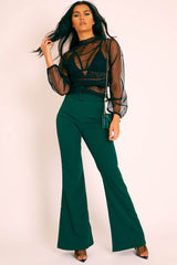 Emerald Belted Wide Leg Trousers - Isadore-Trousers