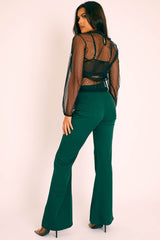 Emerald Belted Wide Leg Trousers - Isadore-Trousers