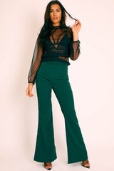 Emerald Belted Wide Leg Trousers - Isadore-Trousers