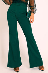 Emerald Belted Wide Leg Trousers - Isadore-Trousers