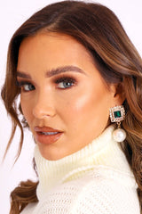 Emerald Gold Pearl Pendant Earrings - Perrin-Jewellery