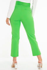 Emerald Green Belted Tapered Peg Trousers - Jessika-Trousers