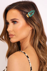 Emerald Green Gem Stone Hair Clip - Adylee-Hair