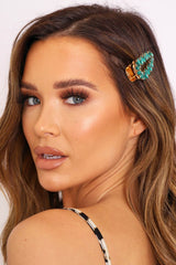 Emerald Green Gem Stone Hair Clip - Adylee-Hair