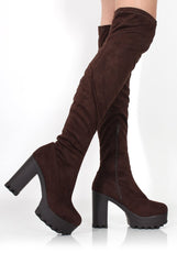 Emilie Brown Over The Knee Suede Boots-Boots