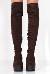 Emilie Brown Over The Knee Suede Boots-Boots