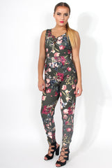 Emily Floral Tie Front Jumpsuit-Jumpsuits