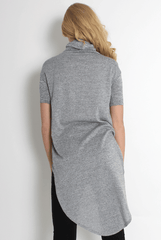 Erin Grey High Neck Dipped Hem Top-Tops