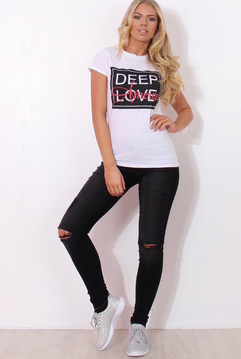Erin White Slogan Top-Tops
