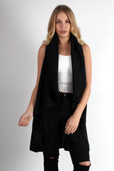 Esme Black Waterfall Waistcoat-Coats