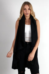 Esme Black Waterfall Waistcoat-Coats
