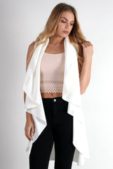 Esme White Waterfall Waistcoat-Coats