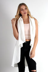 Esme White Waterfall Waistcoat-Coats