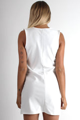Esther White V Front Shift Dress-Dresses