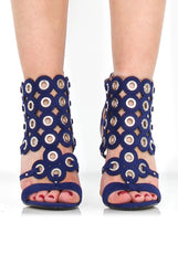 Evan Blue Suede Eyelet Heel-Heels