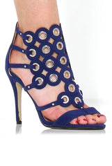 Evan Blue Suede Eyelet Heel-Heels