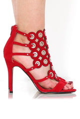 Evan Red Suede Eyelet Heel-Heels