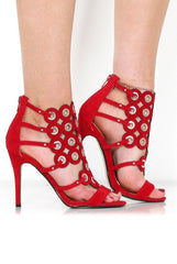 Evan Red Suede Eyelet Heel-Heels