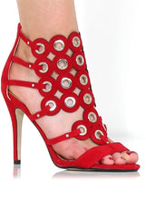 Evan Red Suede Eyelet Heel-Heels