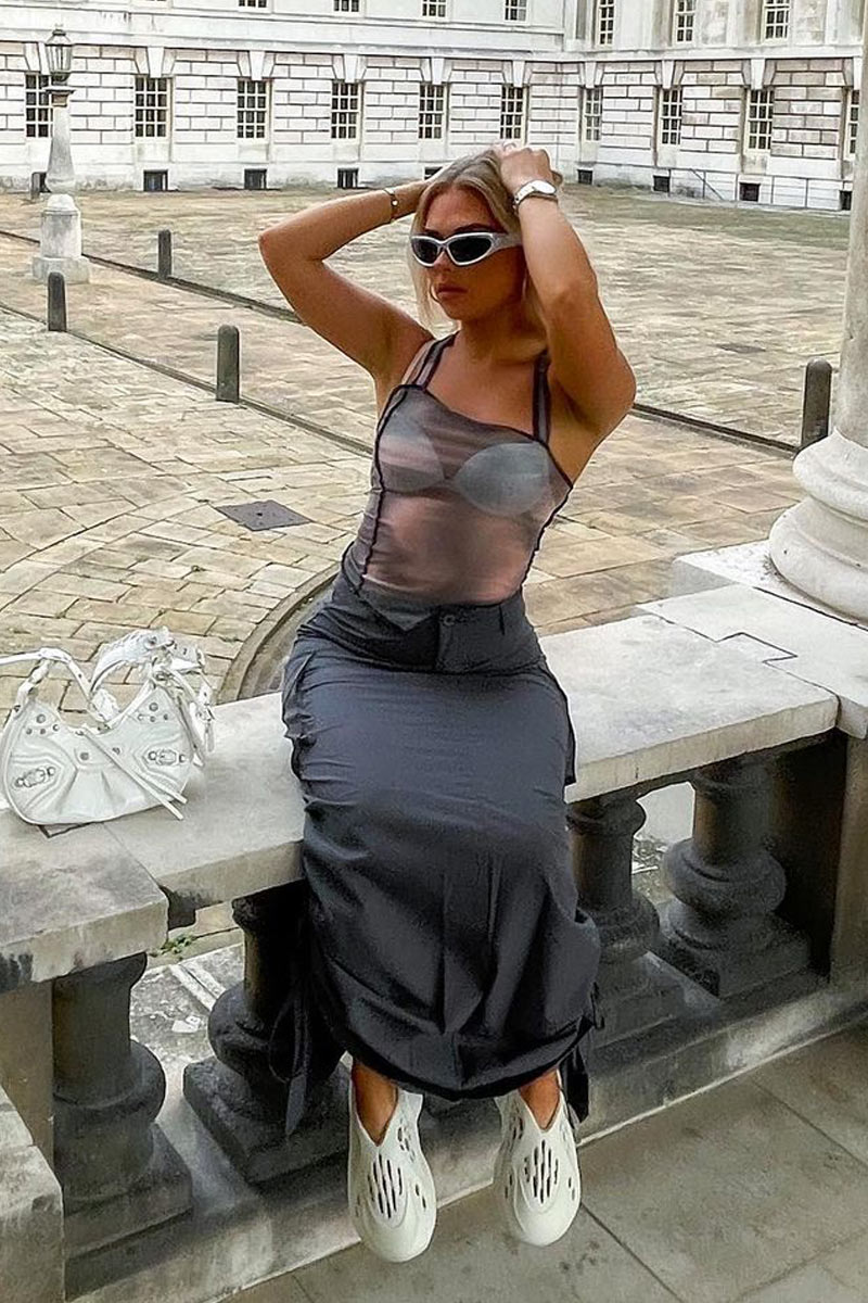 Tie Dye Print Mesh Asymmetric Crop Top - Filippa