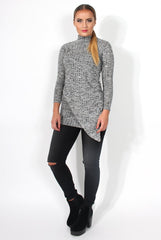 Fabia Grey High Neck Top-Tops