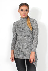 Fabia Grey High Neck Top-Tops