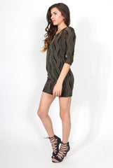 Fae Black & Gold Low Back Dress-Dresses