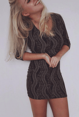 Fae Black & Gold Low Back Dress-Dresses