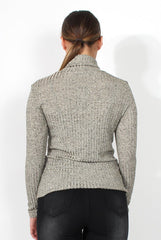 Fallon Grey Turtle Neck Top-Tops